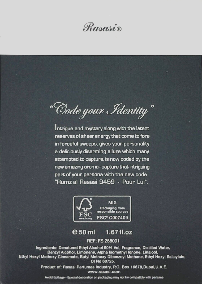 Rasasi Rumz Al Rasasi Pour Lui  - EDP 50ml - Fragrance Castle