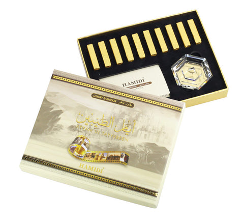 ARMAF- HAMIDI LUXURY SOFT TONES OF AMBER AYAM AL TAYYEBEEN OUD STICKS- 10 pc with Crystal Base